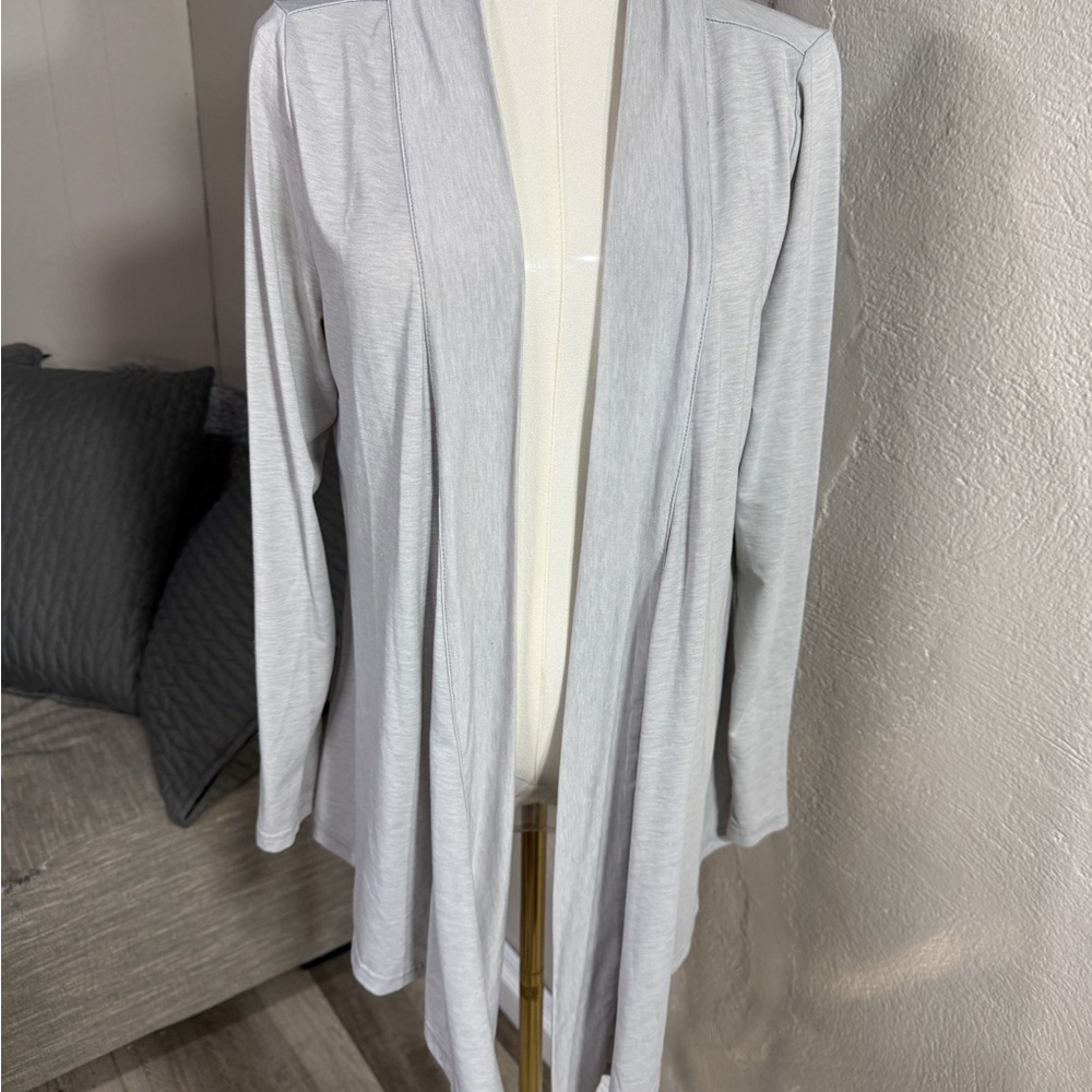 Eddie Bauer Gray Open Front Cardigan Women’s Medium Lightweight Shawl Collar